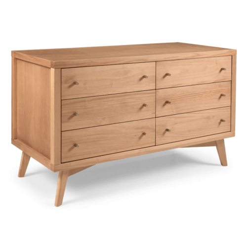 Retro 6 Drawer Dresser in Hazelnut