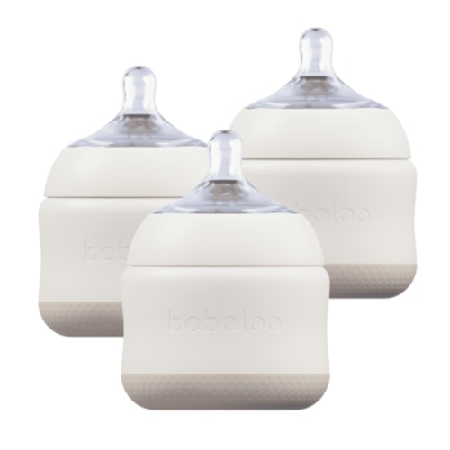 Babaloo Baby-Led Anti-Colic Bottles 3 Pack of 8 oz Bottles Creme – Fast Flow Nipples, BPA-Free Silicone