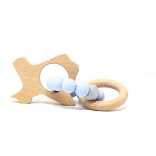 Texas Rattle - Beech Wood & Food Grade Silicone – Three Hearts Modern Teething Accessories