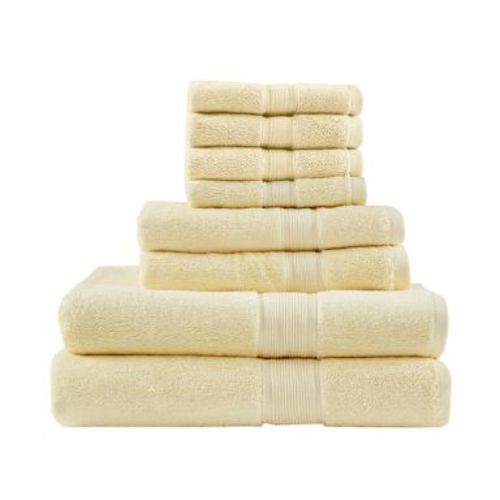 8pc Cotton Bath Towel Set Yellow: Madison Park, Heavyweight Terry, OEKO-TEX Certified
