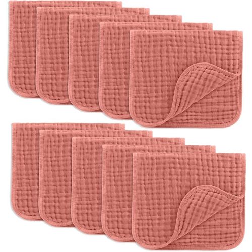 Comfy Cubs Muslin Burp Cloths Baby 50 x 25 cm, Pack of 10 - Large 6-Layer Ultra-Absorbent 100% Cotton for Babies Drool & Messes - Soft & Gentle Burp Cloth Baby Set for Boys & Girls - Multi