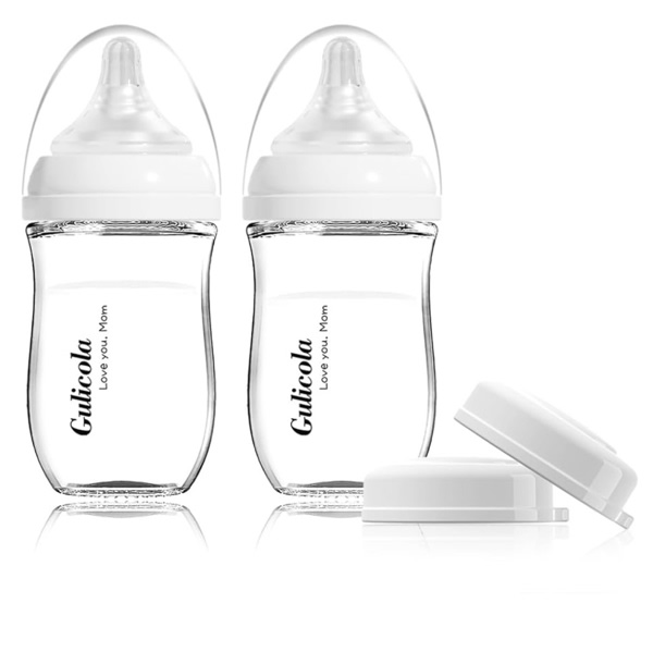 Gulicola Natural Glass Baby Bottle (2-Pack)