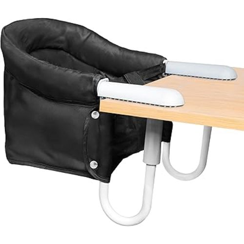 Portable Hook on High Chair for Baby & Travel Toddler from 6-36 Months – Clip on Baby Seat for Table – Fast Table Chair for Travel & Dining– Including Storage Bag - Black