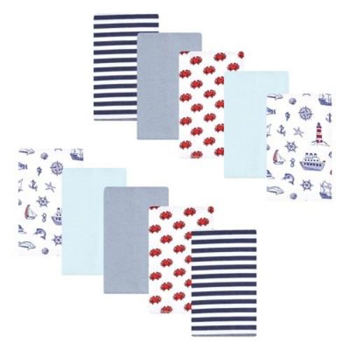Luvable Friends Hudson Baby Flannel Burp Cloths 10pk, Sage Eucalyptus