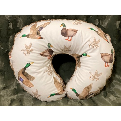 Duck Nursing Pillow Cover, Fawn Minky Woodland Nursing Pillow Cover, Green, Cream and Brown