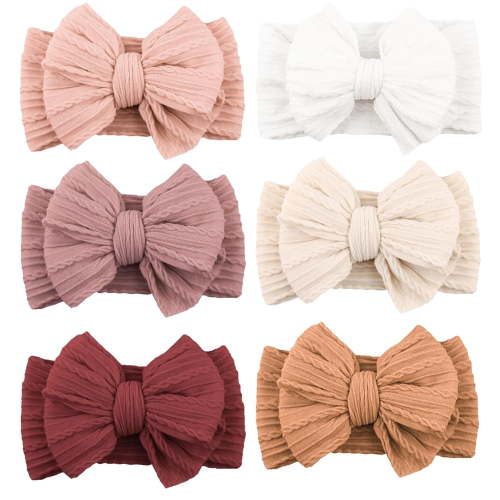 Handmade Baby Headbands Soft Stretchy Nylon Hair Bands with Bows for Newborn Infant Baby Toddler Girls- Pack of 6