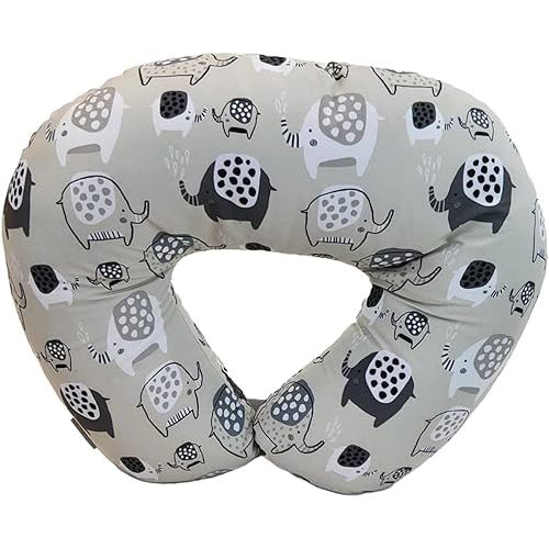 NurSit Nursing Pillow and Positioner, Hypoallergenic Breastfeeding or Bottle Feeding, Perfect for Bonding with Baby, Machine Washable, Modern Elephant