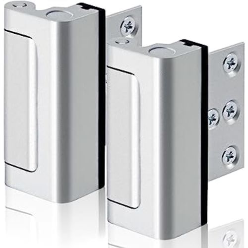 2PACK Home Security Door Reinforcement Lock Childproof, Add High Security to Home Prevent Unauthorized Entry, Aluminum Construction Finish, Frame Lock, Silver