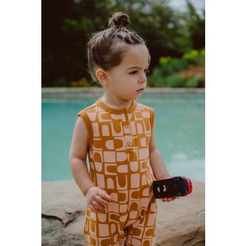 Printed Henley Romper – Young Days