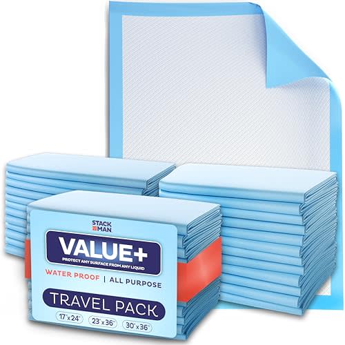 Chucks Pads Variety Pack - 3 Sizes - (17X24", 23X36", 30X36") - 15 Disposable Underpads - The Right Size for Every Need - Make Traveling Easy - Sample Our Range of Sizes or Pack Them for Your Trip!