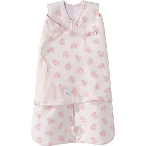 HALO 100% Cotton Sleepsack Swaddle, 3-Way Adjustable Wearable Blanket, TOG 1.5, Watercolor Rose Toss Blush, Newborn, 0-3 Months