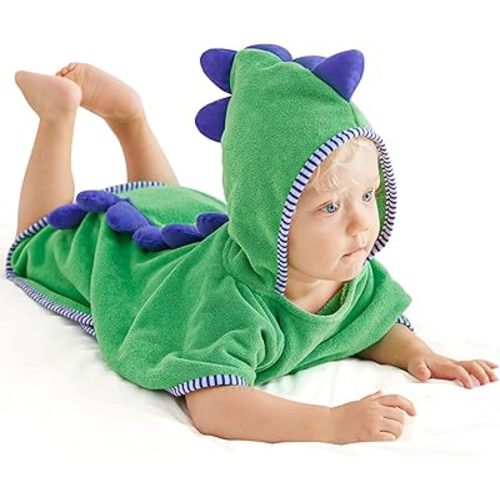 Touchat Hooded Baby Towels, Baby Bath Towels with Hood for Toddler Infant Newborn,Bathrobe for Kids 0-4 Years,Large and Super Absorbent Toddler Towels for Baby Boy Girl(Dinosaur, 35.1" x 35.1")