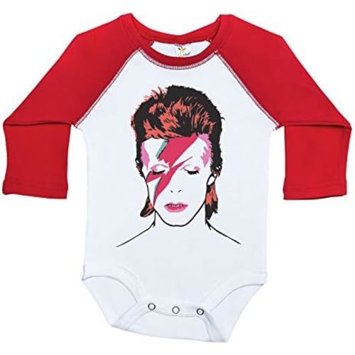 Baffle Baby Onesie, ZIGGY STARDUST, Long Sleeve Raglan Unisex Infant Bodysuit, Glam Rock Newborn 70s Rock Baby Outfit