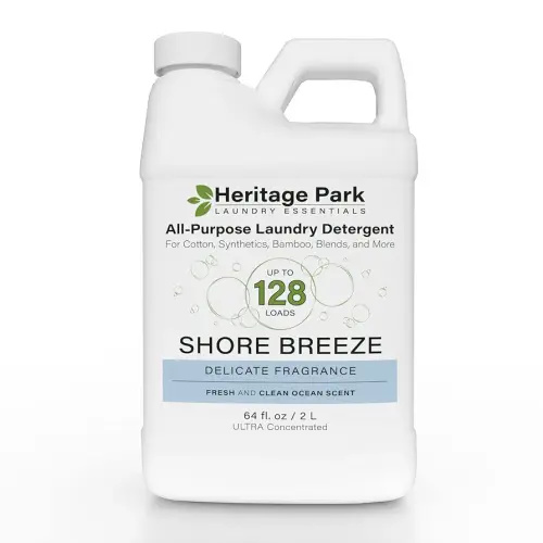 Heritage Park Luxury Laundry Detergent | Dermatologist Tested Plant based Natural & Enzyme Laundry Detergent | Sensitive Skin Friendly - Shore Breeze (64 fl oz)