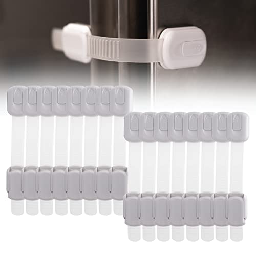 Inaya 16-Pack Child Proof Locks for Cabinet Doors, Drawers, Fridge, Toilet Seat, Dishwasher, Trash Can, Cupboard - 3M Adhesive - No Drilling - Baby Proofing Cabinet Locks