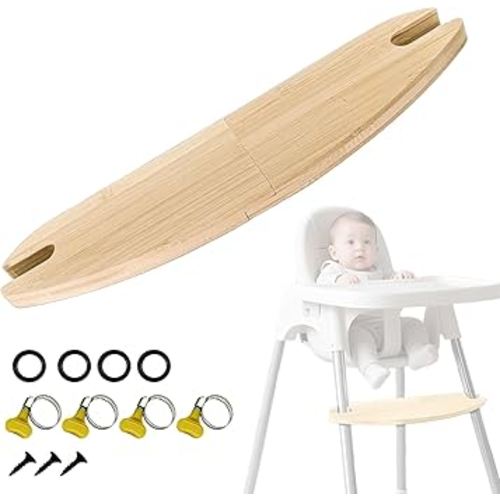 High Chair Footrest High Chair Adjustable Foot Rest Baby Wooden Bamboo Board Equipped with Suitable Rubber Rings. Adjustable Clip. Suitable for Various Baby Footrests