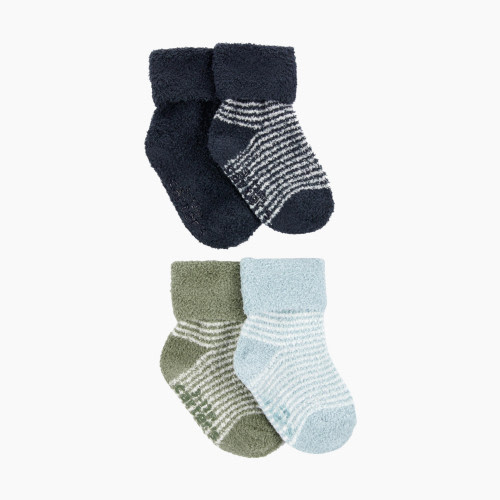 Carter's Chenille Booties (4 Pack) - Green/Navy/Blue, NB