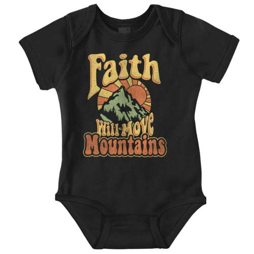 Christian Faith Will Move Mountains Romper Boys or Girls Infant Baby Brisco Brands 24M