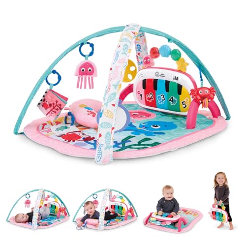Baby Einstein Ocean Explorers 4-in-1 Kickin’ Tunes Jellyfish Jamboree Music & Language Discovery Gym, Pink, Ages 0 Months and Up