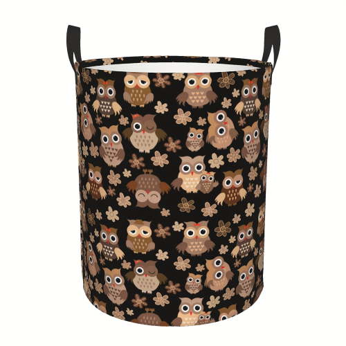 Owl laundry basket, girl's laundry basket, laundry basket with owl pattern, bathroom bedroom dirty clothes basket, 19.6" X 15.7"