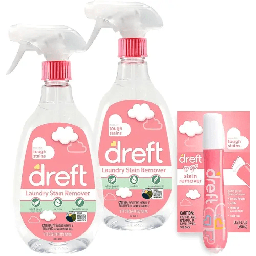 Stain Remover for Baby Clothes by Dreft, 24 oz Pack of 2 Laundry Stain Remover Spray + To Go Instant Stain Remover Pen, Hypoallergenic, Great for Cloth Diapers