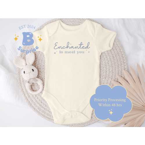 Enchanted to Meet You Onesie® | Natural Color Baby Girl Bodysuit | Cute Newborn Outfit | Baby Girl Clothes | Soft Cotton Onesie®
