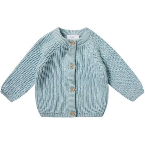 Stellou & Friends 100% Cotton Chunky Ribbed Knitted Cardigan for Boys & Girls Ages 0-6 Years - 3-6 Months / Pistachio Green Melange