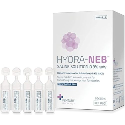 Isotonic 0.9% Sodium Chloride - 50ml Saline Solution 0.9% NaCl - Inhalation Solution for Nebuliser – Reduce Mucus and Allergy - Nebulizer Saline Solution