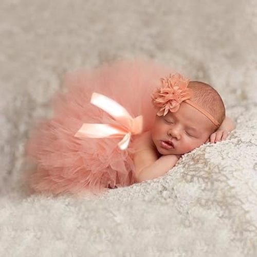 Ylsteed Newborn Girls Photography Prop Infant Tutu Skirt Newborn Lace Tulle Skirt Girl Photo Shoot Outfits Infant Princess Costume Clothes Photo Props-Snow Bud Color