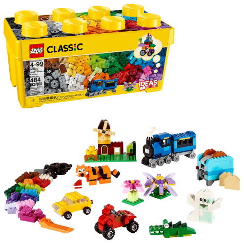 Free Shipping! LEGO Creative Brick Box for Kids 4+ with 484 Pieces Including Trains Cars and Tigers