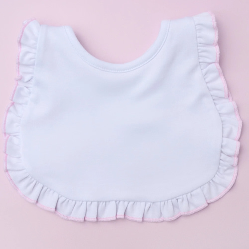 Essentials White Bib with Pink Ruffle