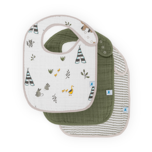 Cotton Muslin Classic Bib 3 Pack - Forest Friends 2