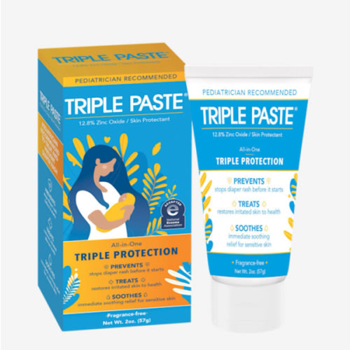 Triple Paste Diaper Rash Cream for Baby - 3 oz Tube - Zinc Oxide Ointment Treats, Soothes and Prevents Diaper Rash - Pediatrician-Recommended Hypoallergenic Formula with Soothing Botanicals