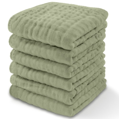Comfy Cubs Muslin Cotton Baby Washcloths - Sage