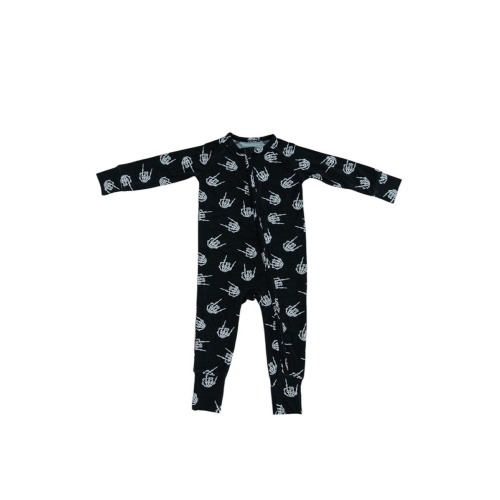 Rock N' Skull Double Zipper Convertible Romper, 0-3M