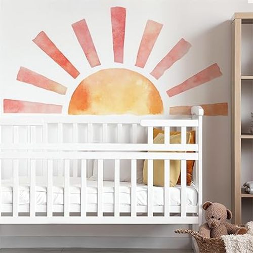 Sun Wall Stickers, sacinora Yellow Sunshine DIY Wall Decals Sunrise Removable Vinyl Peel and Stick for Kids Baby Boy Girl Nursery Bedroom Playroom Art Home Decorations