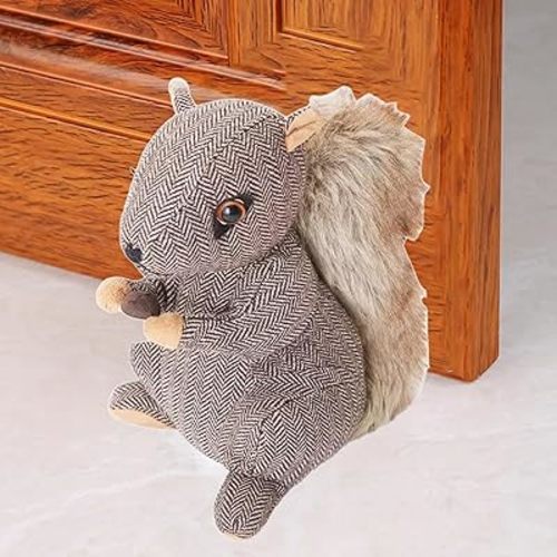 Cute Decorative Door Stopper for Bottom of Door and Inside Door Decorative.Soft and Weighted Door Stop to Keep Door Open (Squirrel)