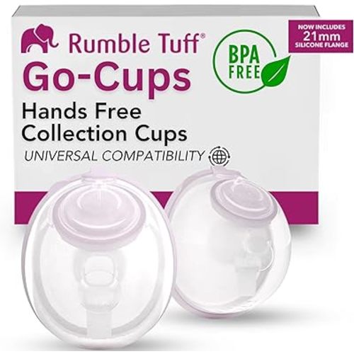 Go-Cups Wearable Hands-Free Collection Cups, 8oz Large Capacity, 4 Easy to Clean Parts - Include 21mm Inserts, Compatible with Most Electric Breast Pumps, (1 Box of 2 Cups)