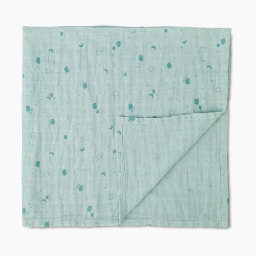MORI Pre-Washed Burp Cloth & Muslin Swaddle - Mint, Large