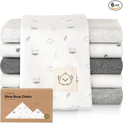 Organic Burp Cloths Baby Boy, Girl - 6-Pack Large 100% Cotton Burping Cloths for Babies, Spit Up Rags, Super Absorbent, Ultra Soft Newborn Rag, Gender Neutral, Machine Washable, Durable (Neutrals)