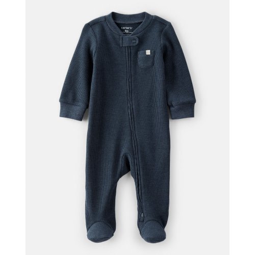 Carters 100% Cotton 2-Way Zip Footie (1 Pack) - Size 3M, Solid Navy