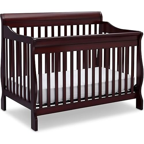 Delta Children Canton 4-in-1 Convertible Crib - Easy to Assemble, Espresso Cherry