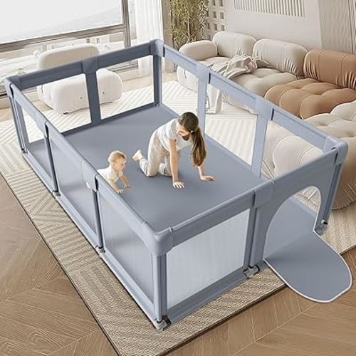 74''50'' Large Playpen, PlayPens for Toddlers, Indoor & Outdoor Baby Fence Play Pen, Sturdy Safety Play Yard with Soft Breathable Mesh