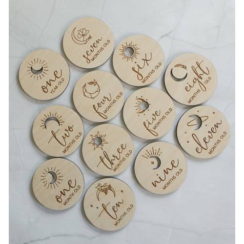 Baby Monthly Milestone Markers, Star theme Milestone Markers, Baby Photo Props, Baby&#39;s First Year, 1-12 Month Rounds, Celestial Nursery
