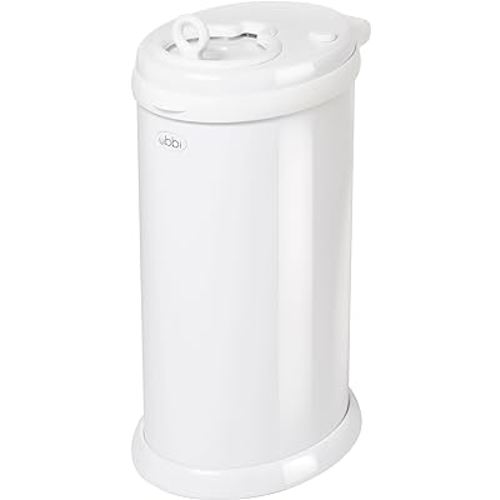 Ubbi Steel Diaper Pail, Odor Locking, No Special Bag Required, Award-Winning, Registry Must-Have, White