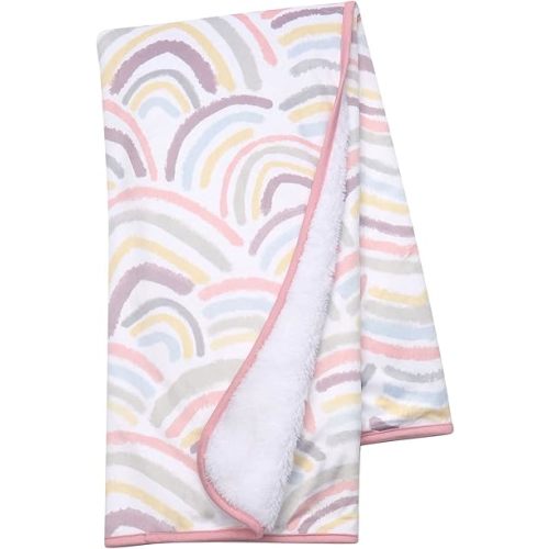 Lambs & Ivy Signature Rainbow Minky/Faux Shearling Soft Fleece Baby Blanket