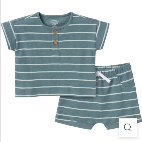 2-Piece Baby Boys Teal Stripe Henley Shirt and Shorts Set – Gerber Childrenswear