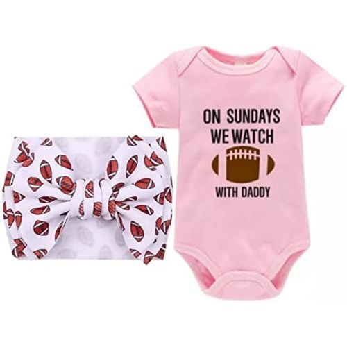 J&J Boutiques Football Onesie & 7" Bow Headwrap
