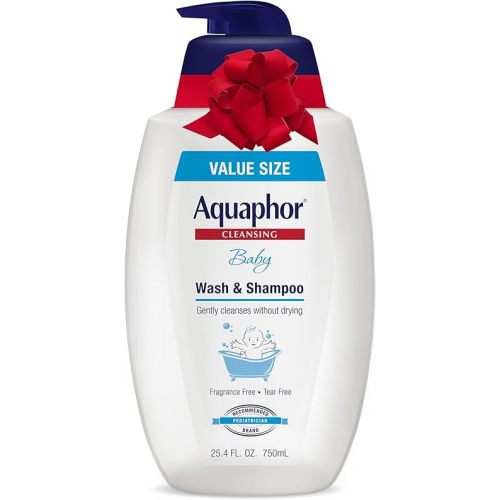 Aquaphor Baby Wash and Shampoo, Unscented Baby Shampoo and Wash, 25.4 Fl Oz