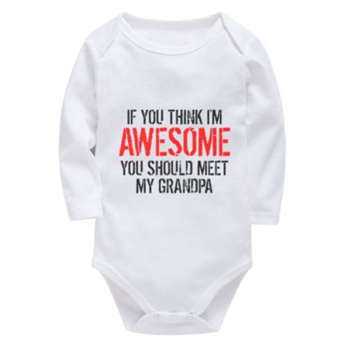 If You Think I'm Awesome You Should Meet My Grandpa Newborn Suit Onesie Long Sleeve Coming Home Outfit for Baby Girl Newborn